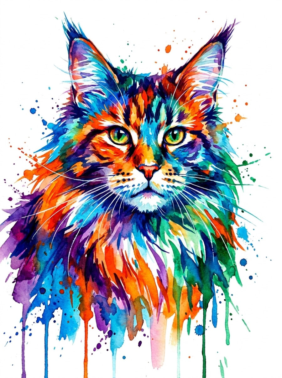 Maine-Coon Aquarell Vivid