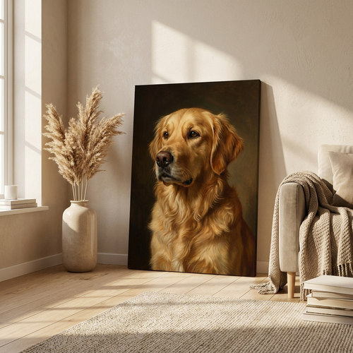 Leinwand mit Tierporträt im Wohnzimmer